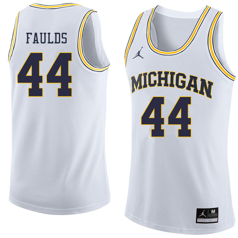 Jordan Brand Men #44 Jaron Faulds Michigan Wolverines College Basketball Jerseys Sale-White - Click Image to Close